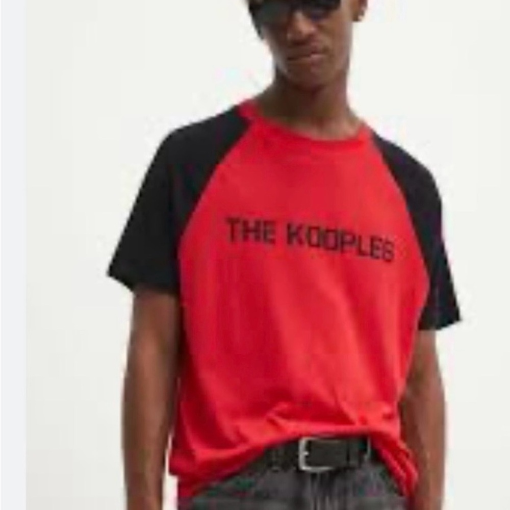 The Kooples Red & Black Raglan Logo Tee - Men's Shirt